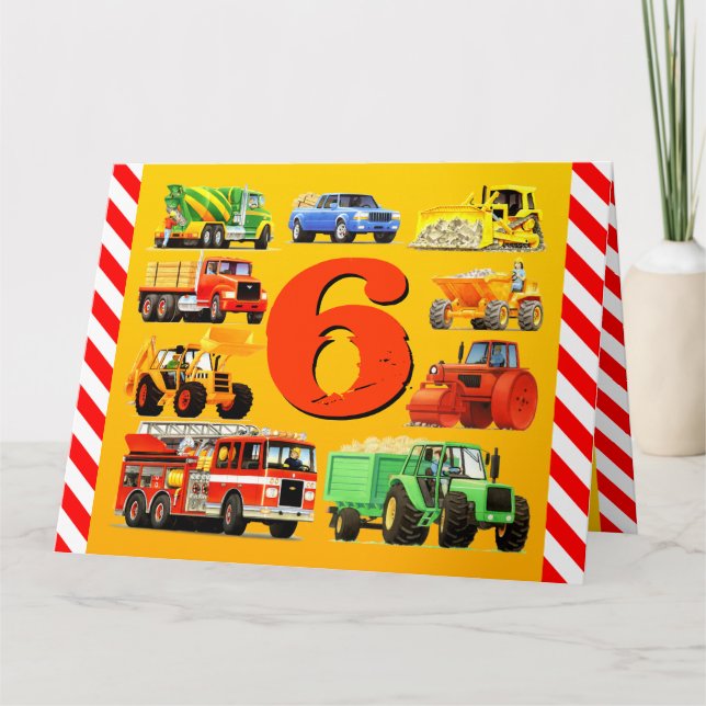 Cartão 6 Birthday Trucks (Frente)