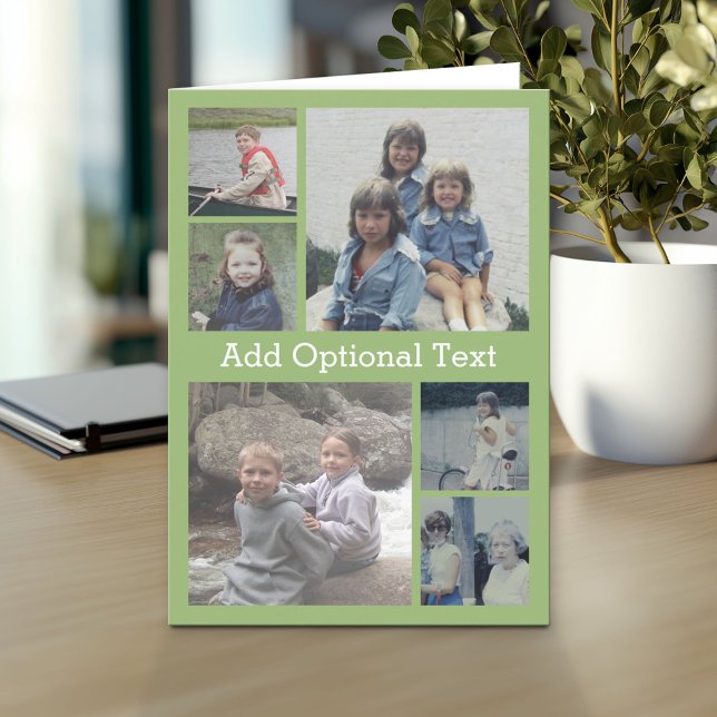 Cartão 6 Colagem de Fotografias Texto Opcional — CAN Edit (Custom Personalized Greeting Card)