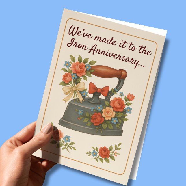 Cartão 6 de aniversário de casamento ferro romântico (Criador carregado)