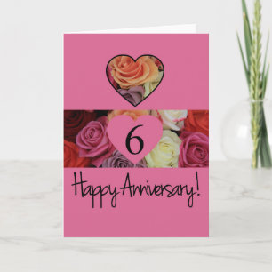 Cartão 6os rosas felizes do aniversário