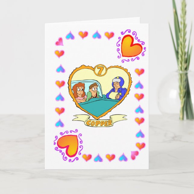 Cartão 7º Aniversário - Cobre (Frente)