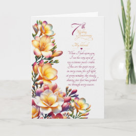 Cartão 7º Aniversário de Casamento Flor de Freesia Sentim