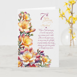 Cartão 7º Aniversário de Casamento Flor de Freesia Sentim