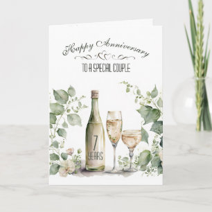 Cartão 7º Aniversário de Casamento Vinho e Hera  