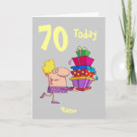 Cartão 70 170 anos de desenho animado personalizado<br><div class="desc">Personalize esta engraçada caricatura de presente de 70 70 anos para uma celebração de aniversário única e divertida. Setenta hoje.</div>