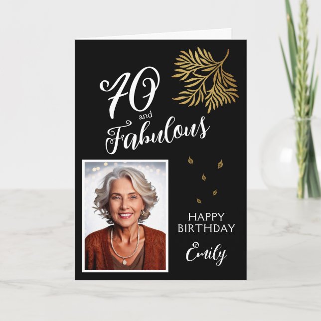 Cartão 70 and Fabulous Foliage 70th Birthday Photo Card (Frente)