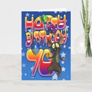 Cartão 70 Birthday Card bonitinha com ratinho