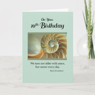 Cartão 70 Birthday com Spiral Seashell na Carta Verde
