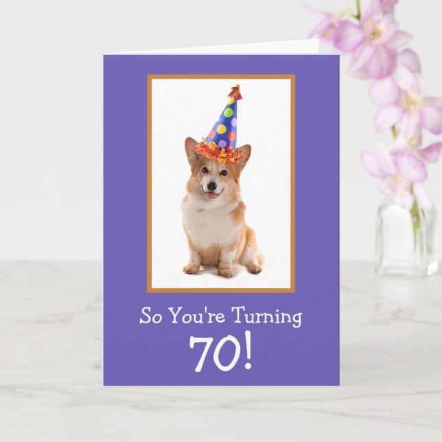 Cartão 70 Birthday Corgi (Orquídea)
