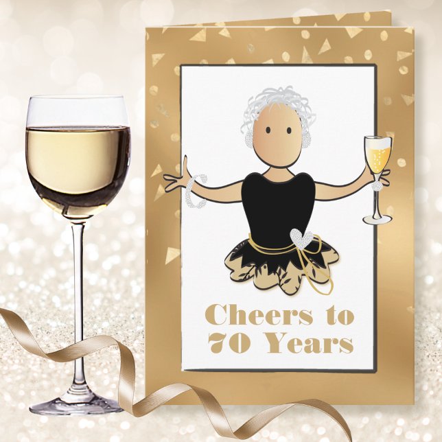 Cartão 70 Birthday Glamorous Sparkle Cartoon (Criador carregado)