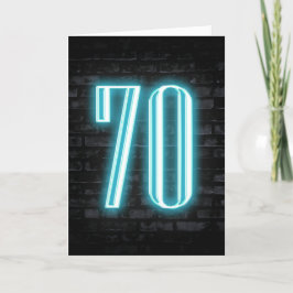 Cartão 70 Birthday Neon Sign on Brick