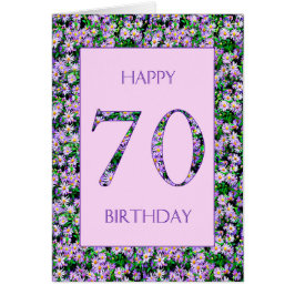 Cartão 70 Birthday Roxo Daisies