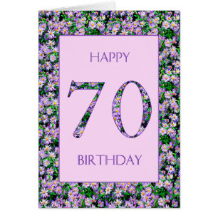 Cartão 70 Birthday Roxo Daisies