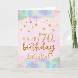 Cartão 70 de Aniversário Dourado Glitter