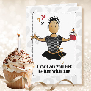 Cartão 70 doce, doce, doce, animação étnica feminina