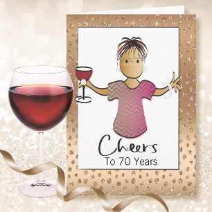 Cartão 70 e Fabulosa Cartoon Women Sparkle Aniversário