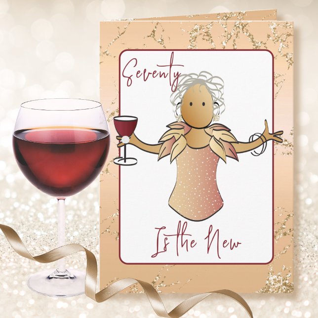 Cartão 70 Fabuloso Cartoon Elegante Aniversário Étnico (Criador carregado)