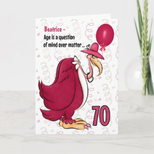 Cartão 70 Funny Birthday Pink Buzzard com Nome