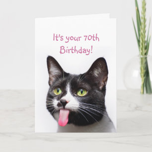 Cartão 70 ou Ano Personalizado Aniversário de Gato