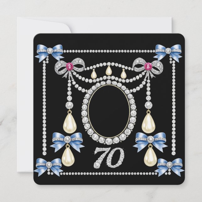 Cartão 70th Birthday Card Personalise it Jewels diamonds (Frente)