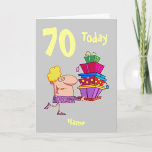 Cartão 70th seventy today birthday cartoon  personalized