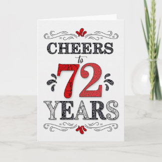 Cartão 72º Aniversário Cheers in Red White Black Pattern