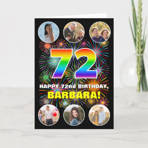 Cartão 72º aniversário: Divertido Rainbow #, Personalizad