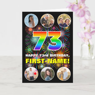 Cartão 73º aniversário: Divertido Rainbow #, Personalizar