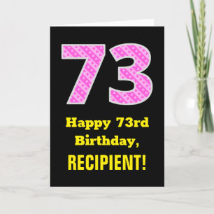 Cartão 73.o aniversário: Listras e Corações Rosa "73" 