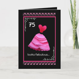Cartão 75º aniversário fabuloso com vestidos cor-de-rosa