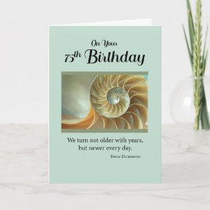 Cartão 75.º aniversário com Spiral Seashell na Carta Verd