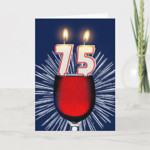 Cartão 75.º Aniversário com vinho e velas