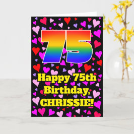 Cartão 75.º Aniversário: Padrão de Corações Adoráveis, Ar