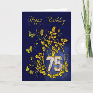 Cartão 75.º Borboletas do ouro de aniversário