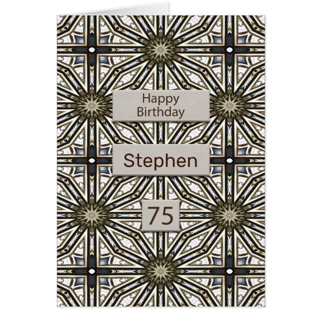 Cartão 75. Aniversário Abstrato Mandala Design (Frente)