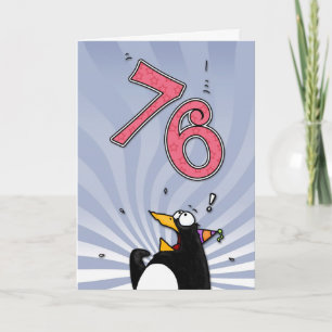 Cartão 76th Birthday - Penguin Surprise Card