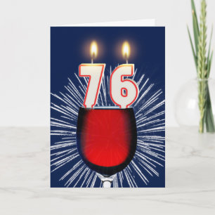 Cartão 76th Birthday with wine and candles