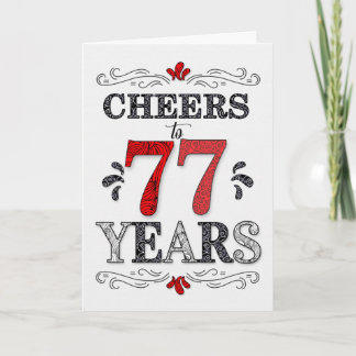 Cartão 77.º Aniversário da Saúde no Padrão Preto Branco V