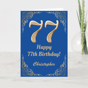 Cartão 77.º aniversário - Quadro Azul e Dourado da Largur