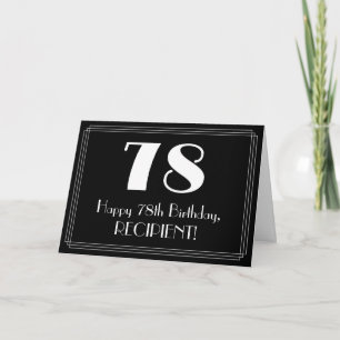 Cartão 78º aniversário ~ Arte Deco Inspirou "78", nome