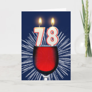 Cartão 78.º aniversário com vinho e velas