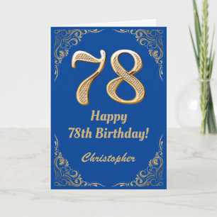 Cartão 78.º aniversário - Quadro Azul e Dourado para a Gl