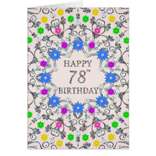 Cartão 78th Birthday Abstract Flowers 