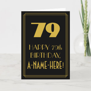 Cartão 79º aniversário ~ Arte Deco Inspirou "79" & Nome