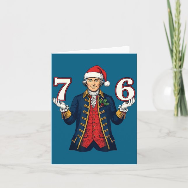Cartão 7-6 6-7 Funny George Washington Santa 67 Meme Chri (Frente)