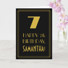 Cartão 7 Aniversário ~ Arte Deco Inspirou Olhar "7" & Nom