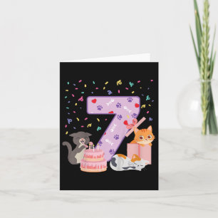 Cartão 7 Aniversário Gato De Gato Bonito Com 7 Anos De Id