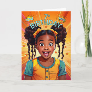 Cartão 7 Birthday African American Girl Pop