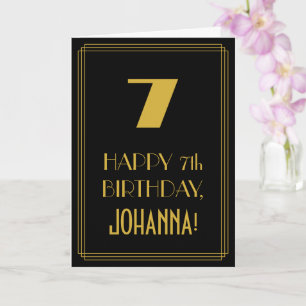 Cartão 7 Birthday - Arte Deco Inspirou o Olho "7" & Nome