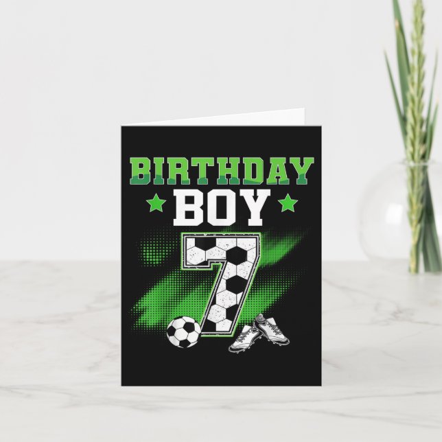 Cartão 7 Birthday Boy Soccer 7 Anos Esporte 7 Anos Menino (Frente)